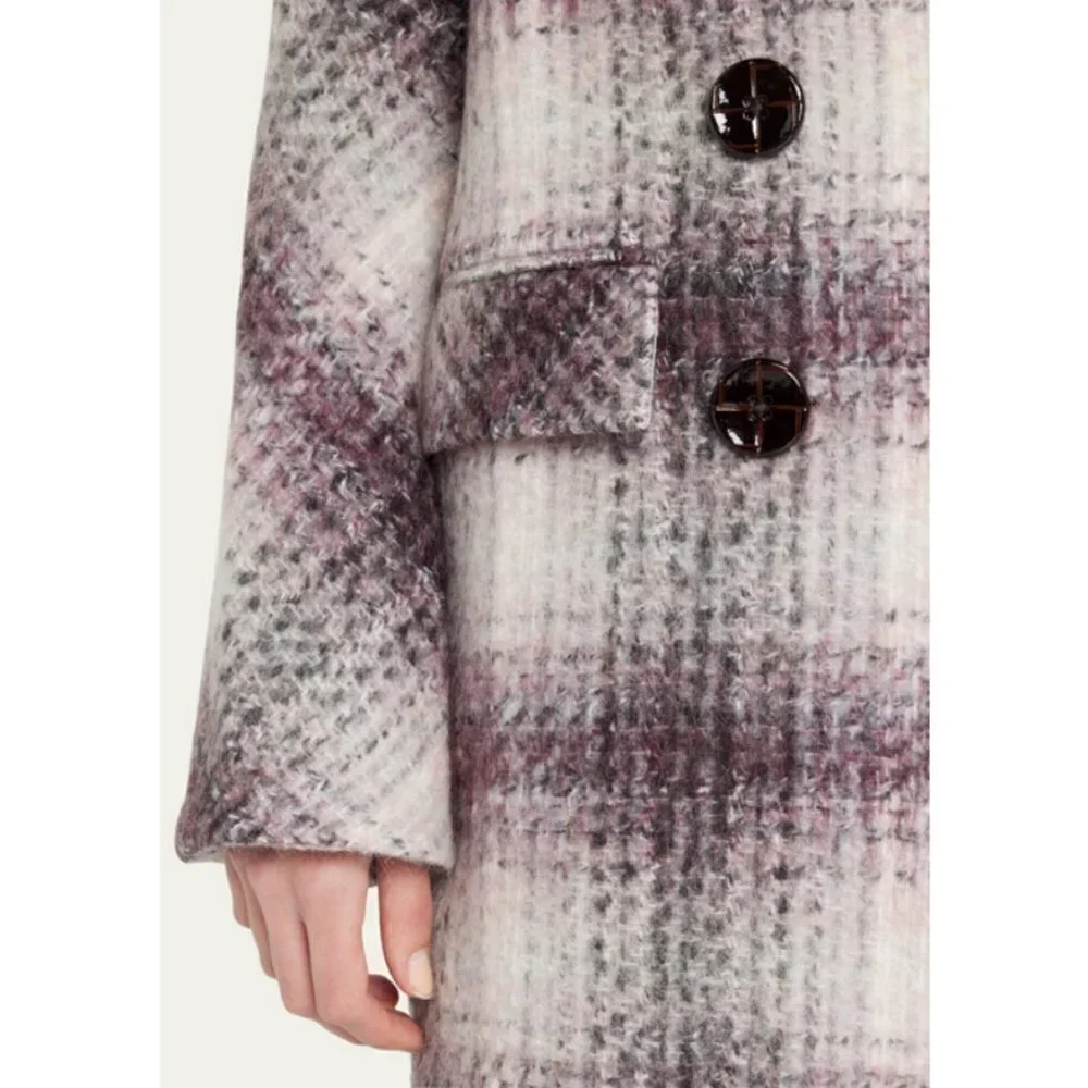 💕VERONICA BEARD💕 Deena Plaid Double-Breasted Dickey Coat ~ Bordeaux Large NWOT - Picture 8 of 16